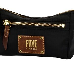 Frye Black Leather Trim Makeup Bag